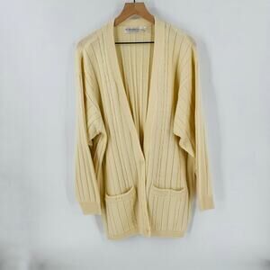 Vintage Elisabeth Cream Ribbed Oversized Fisherman Cardigan Size 1X